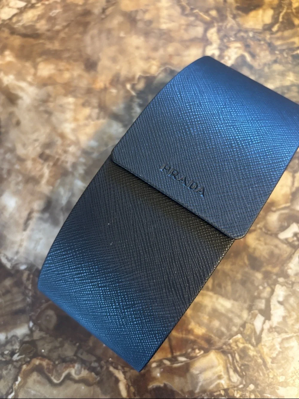 Prada Black Textured Saffiano Sunglasses Case